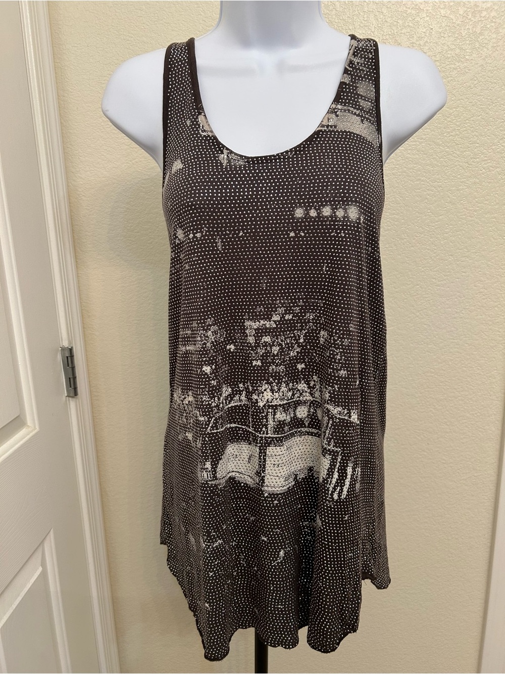 UFC Beaded Octagon Women's Brown Patterned Tank Top